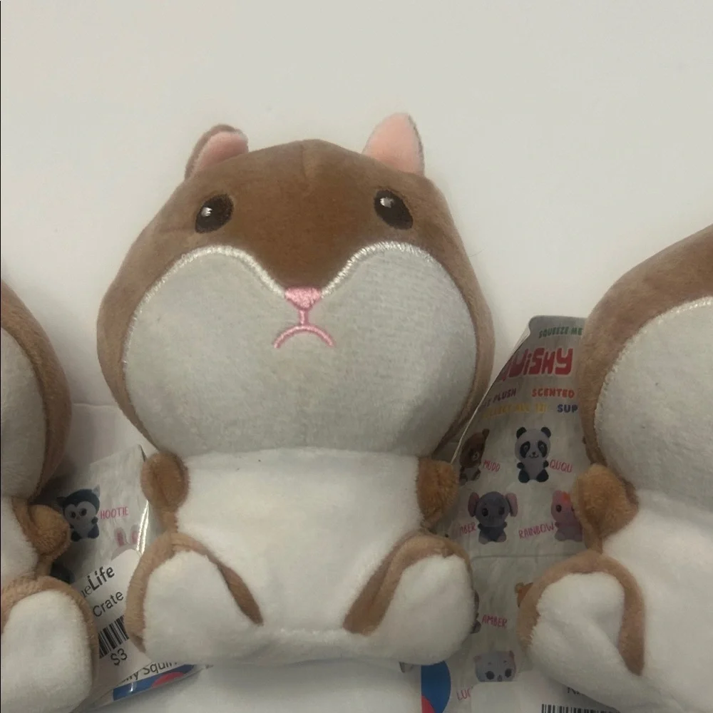Cuddly Plush Hamster Toy - Brown and White SET of 3 NWT